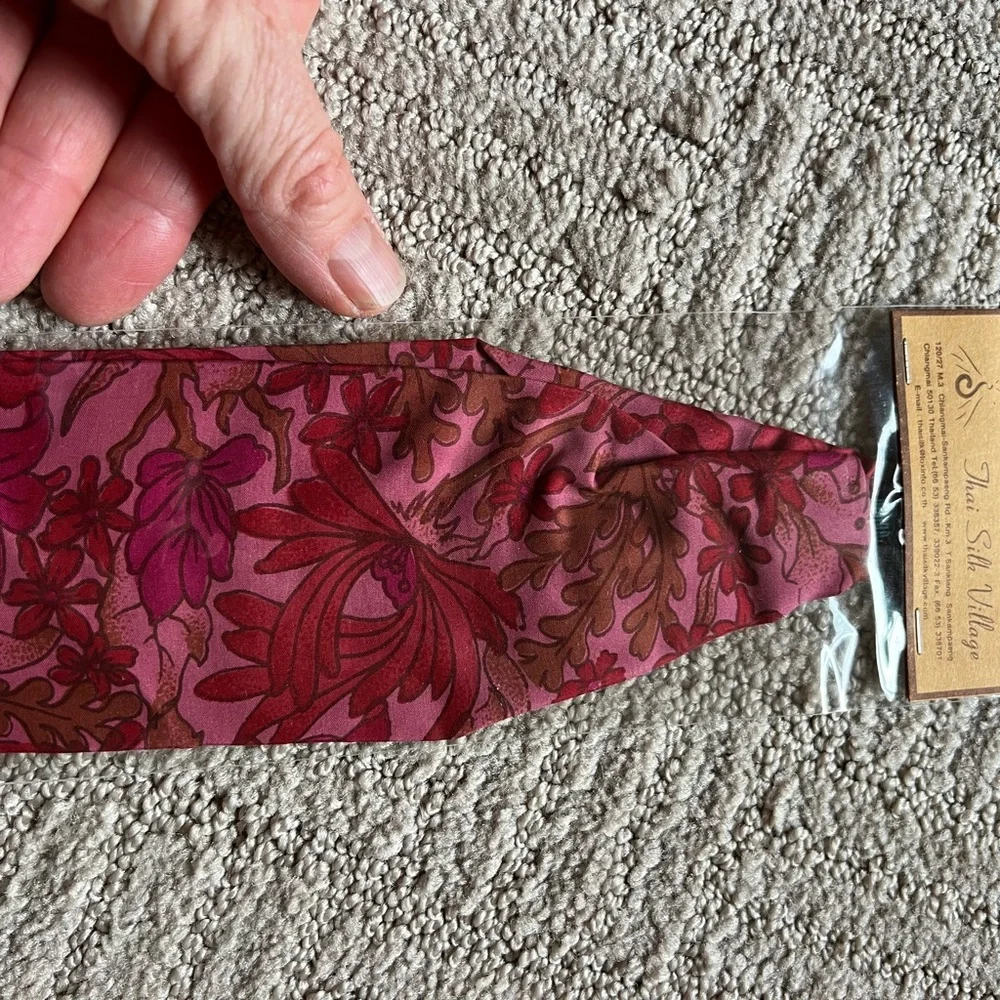 🌸🇹🇭🌺 100% Thai Silk Pink and Red Floral Headband 🌸🇹🇭🌺